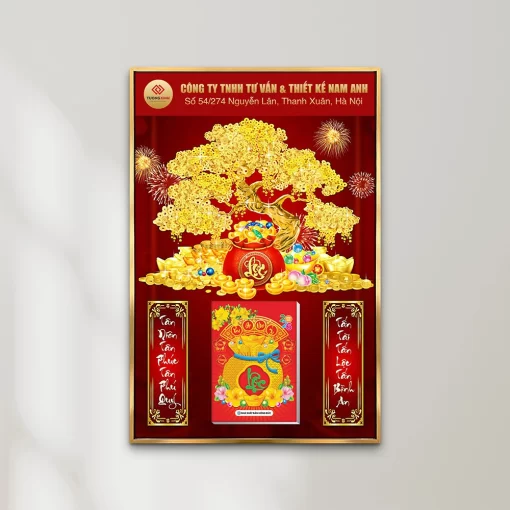 Tranh lịch tết in ấn logo thiết kế theo yêu cầu Kim Tiền Tài Lộc TL156