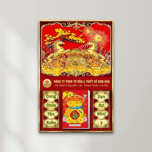 Tranh lịch tết quà tặng công ty khách hàng Song Mã Phong Thủy TL150