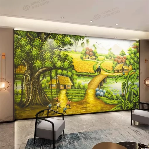 Tranh dán tường 3D phong cảnh đồng quê TDT2206