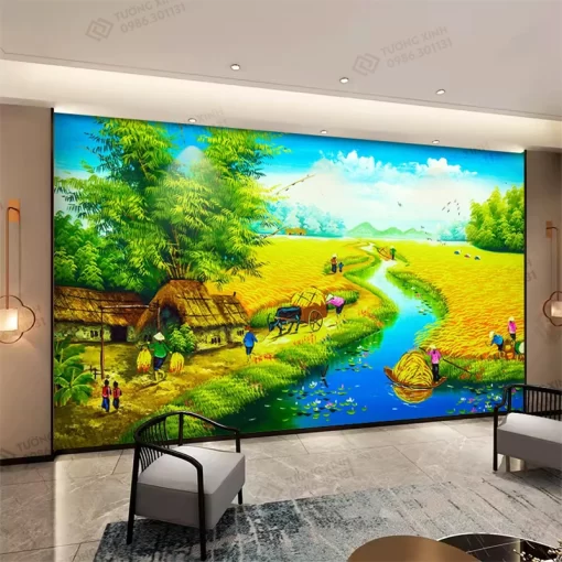 Tranh dán tường 3D phong cảnh đồng quê TDT2223