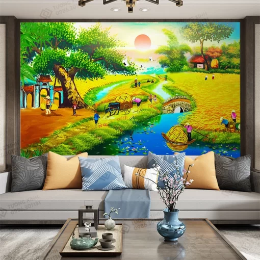 Tranh dán tường 3D phong cảnh đồng quê TDT2199