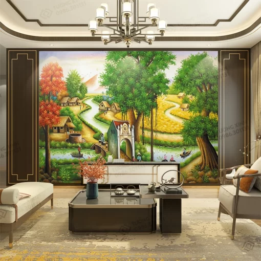 Tranh dán tường 3D phong cảnh đồng quê TDT2208