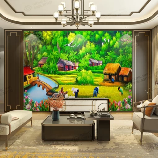 Tranh dán tường 3D phong cảnh đồng quê TDT2212