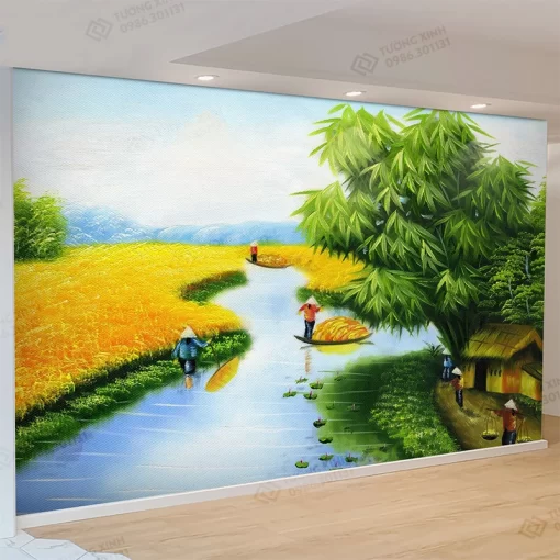 Tranh dán tường 3D phong cảnh đồng quê TDT2219