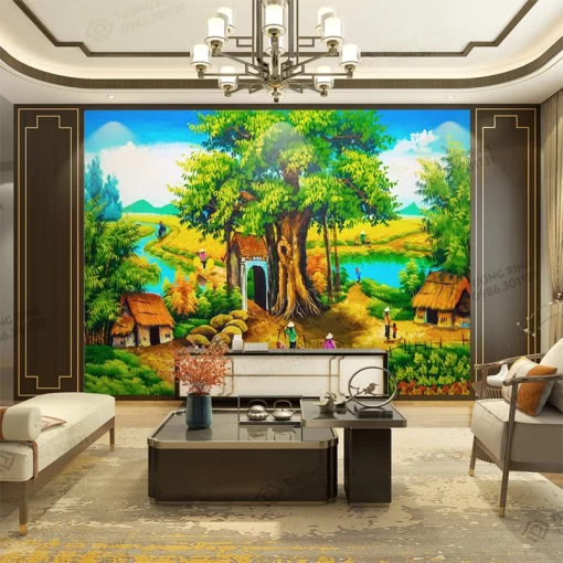 Tranh dán tường 3D phong cảnh đồng quê TDT2221