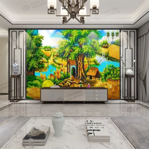 Tranh dán tường 3D phong cảnh đồng quê TDT2228