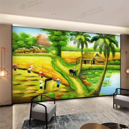 Tranh dán tường 3D phong cảnh đồng quê TDT2229