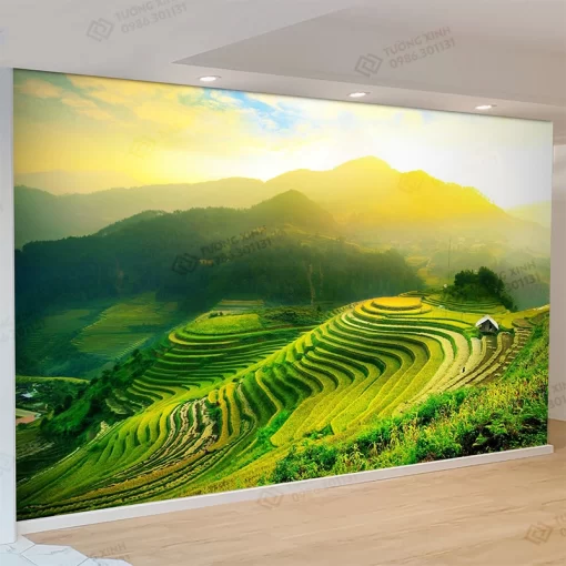 Tranh dán tường 3D phong cảnh ruộng bậc thang TDT2632