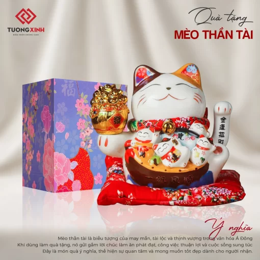 Quà tân gia may mắn, ý nghĩa Mèo thần tài MQT13