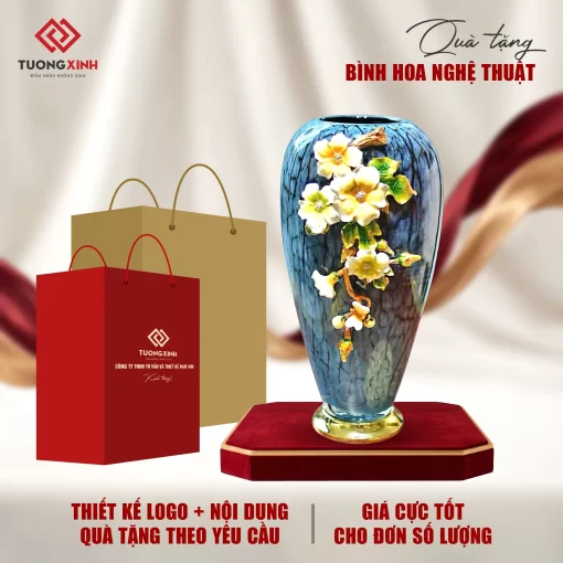 Bình hoa gốm sứ quà tặng tân gia sang trọng cao cấp GSQ08