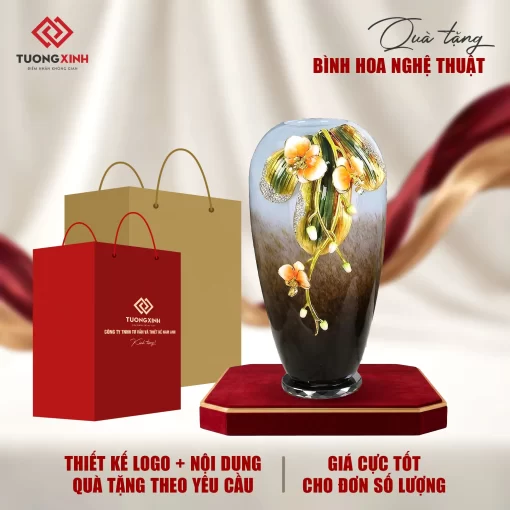 Bình hoa gốm sứ tráng men quà tặng khách hàng GSQ23
