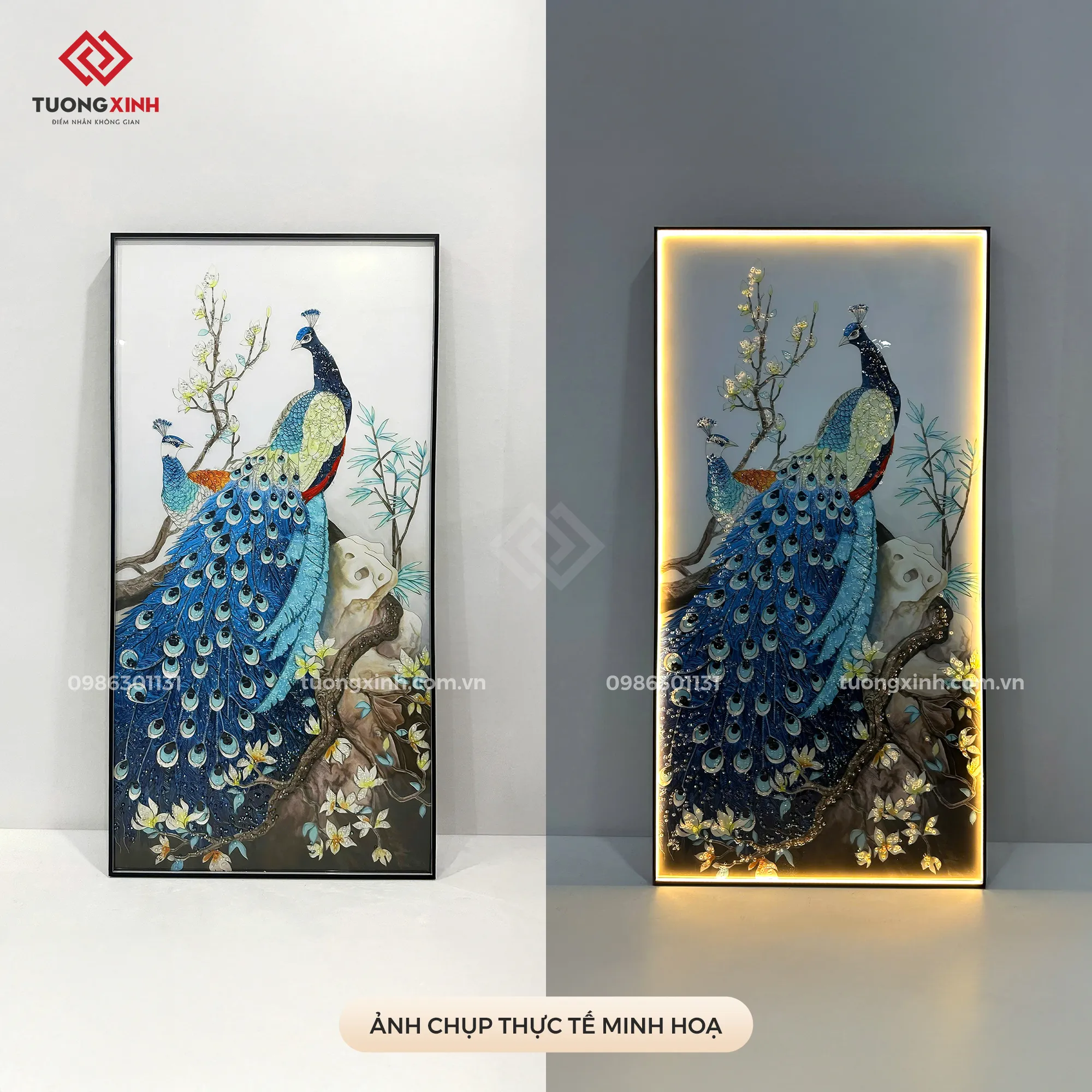 Tranh treo tường lông vũ nghệ thuật đèn LED đính đá pha lê cao cấp LD1001 4 Tranh treo tường lông vũ nghệ thuật đèn LED đính đá pha lê cao cấp LD1001 - Ảnh 4