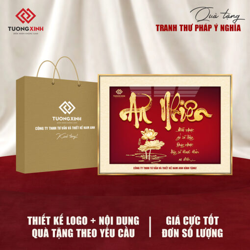 Tranh tráng gương Thư Pháp, quà tặng doanh nghiệp in logo sang trọng ý nghĩa TQT06