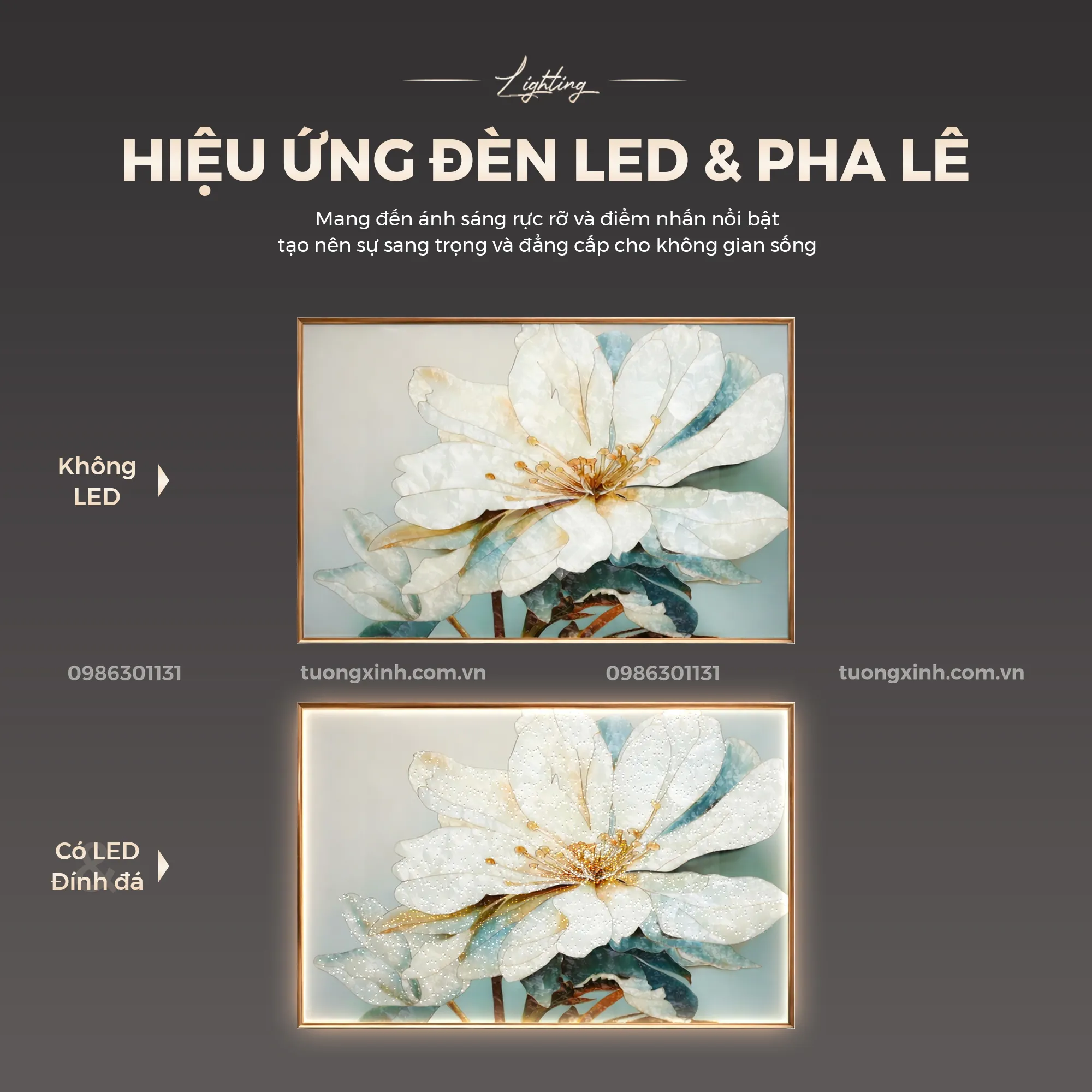 Tranh đính đá cao cấp đèn LED hoa nghệ thuật LD873 3 Tranh đính đá cao cấp đèn LED hoa nghệ thuật LD873 - Ảnh 3