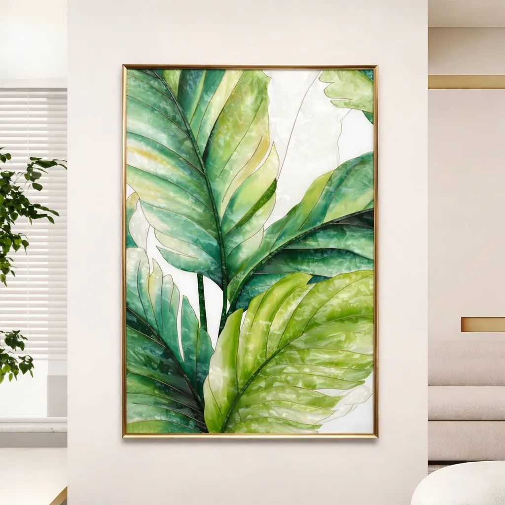 Tranh phòng khách đèn LED tráng gương lá cây nghệ thuật đính đá pha lê sang trọng LD878 2 Tranh phòng khách đèn LED tráng gương lá cây nghệ thuật đính đá pha lê sang trọng LD878 - Ảnh 2