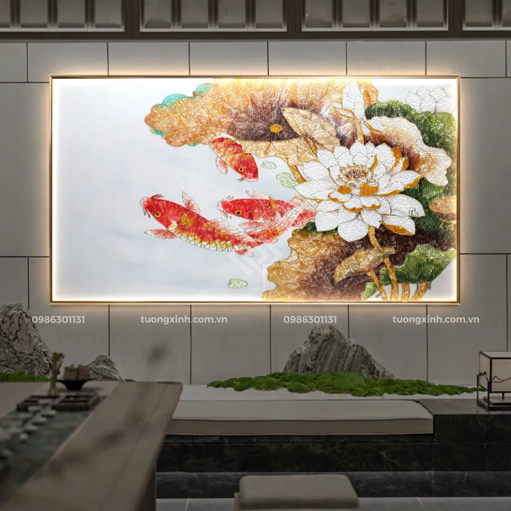 Tranh treo tường phòng khách đèn LED đính đá sang trọng LD909 1 Tranh treo tường phòng khách đèn LED đính đá sang trọng LD909