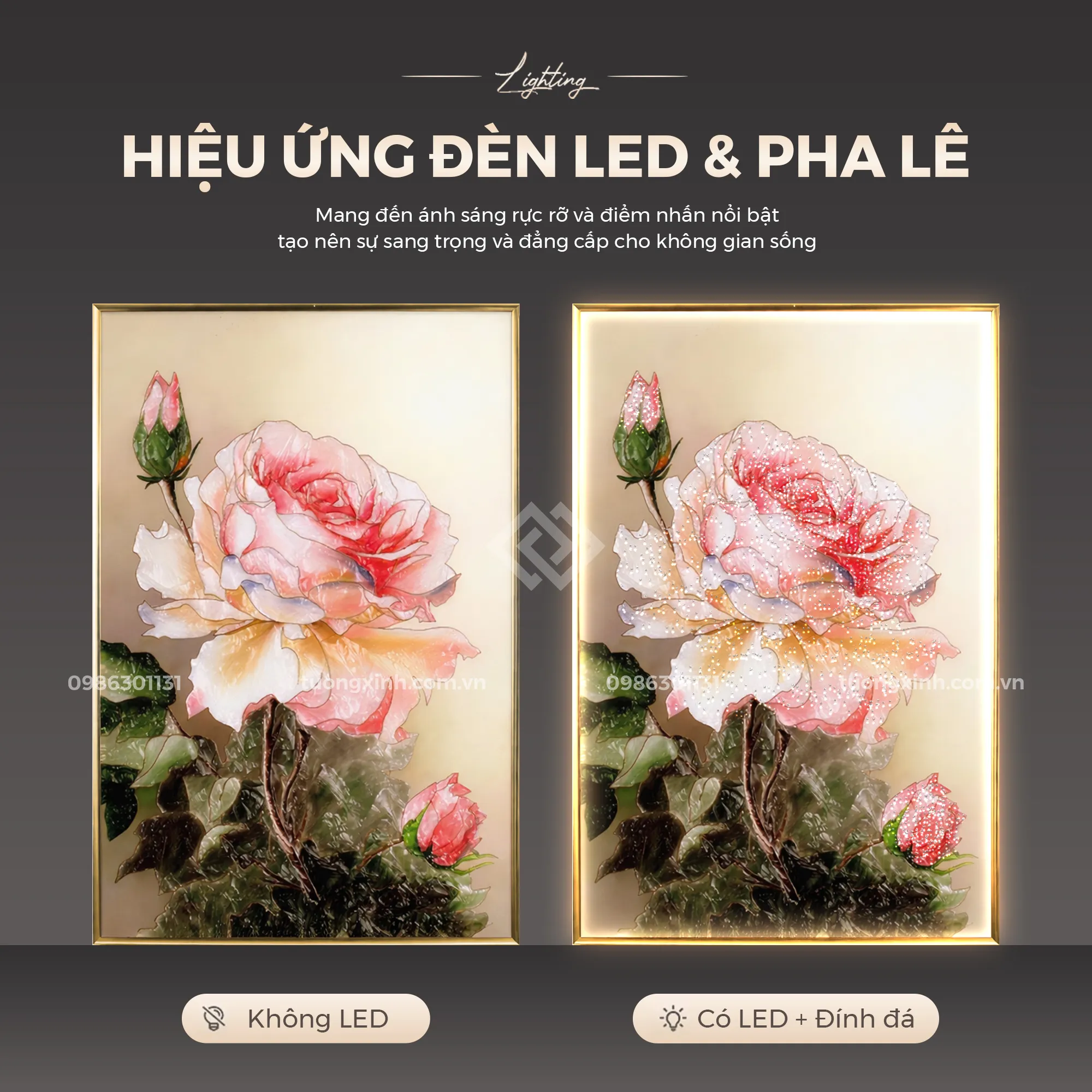 Tranh phòng khách sang trọng đèn LED pha lê đính đá hoa nghệ thuật LD885 3 Tranh phòng khách sang trọng đèn LED pha lê đính đá hoa nghệ thuật LD885 - Ảnh 3