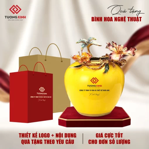 Bình hoa gốm sứ tráng men quà tặng khách hàng cao cấp GSQ30