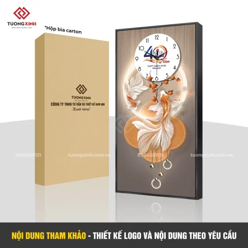 Đồng hồ treo tường in logo thiết kế theo yêu cầu, quà tặng khách hàng in logo riêng DGL51