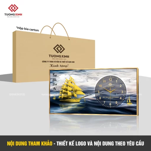Đồng hồ treo tường in logo thiết kế theo yêu cầu, quà tặng sự kiện công ty in logo riêng DGL44