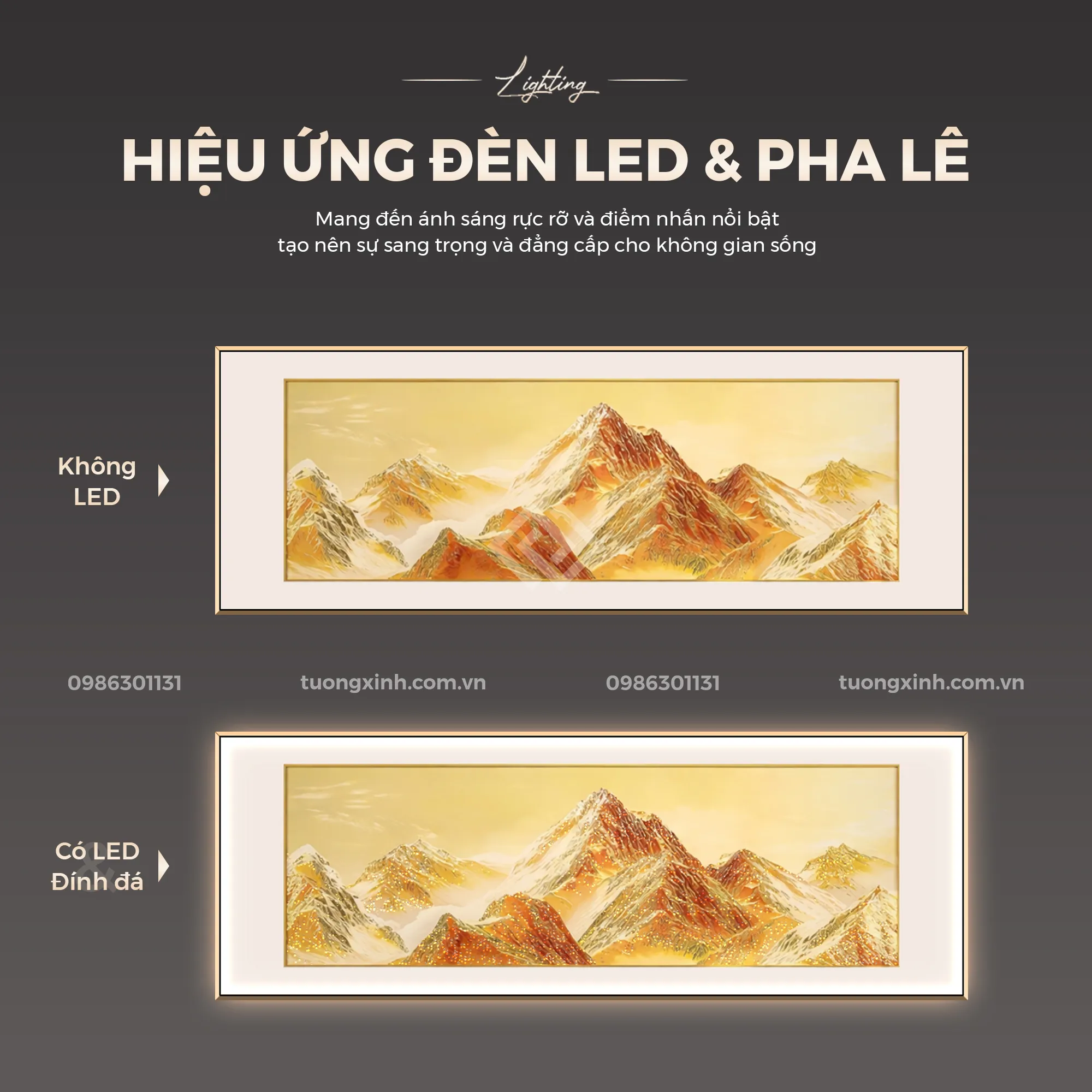 Tranh treo tường phòng khách đèn LED đính đá cao cấp LD946 3 Tranh treo tường phòng khách đèn LED đính đá cao cấp LD946 - Ảnh 3
