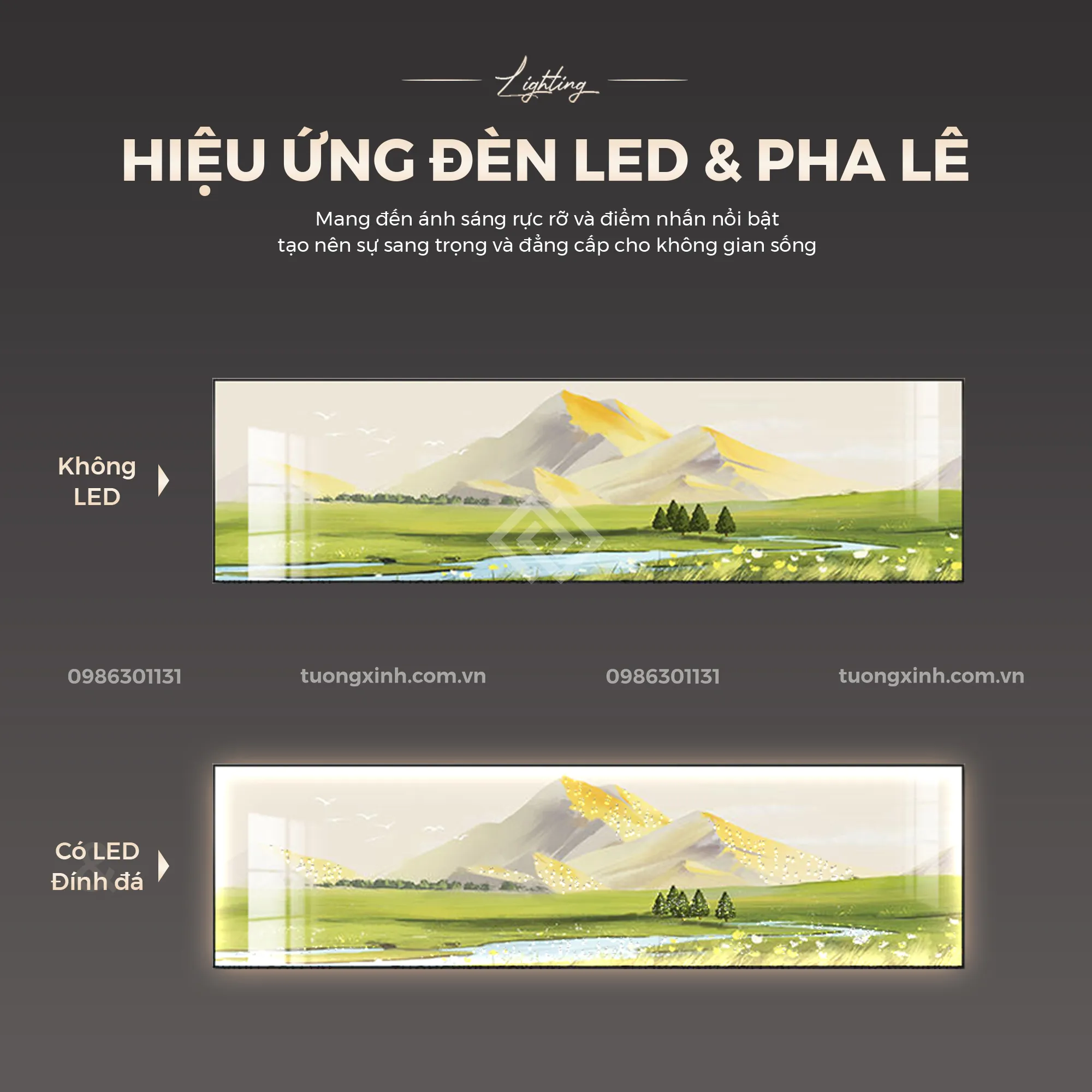 Tranh treo tường tráng gương đèn LED đính đá cao cấp LD955 3 Tranh treo tường tráng gương đèn LED đính đá cao cấp LD955 - Ảnh 3