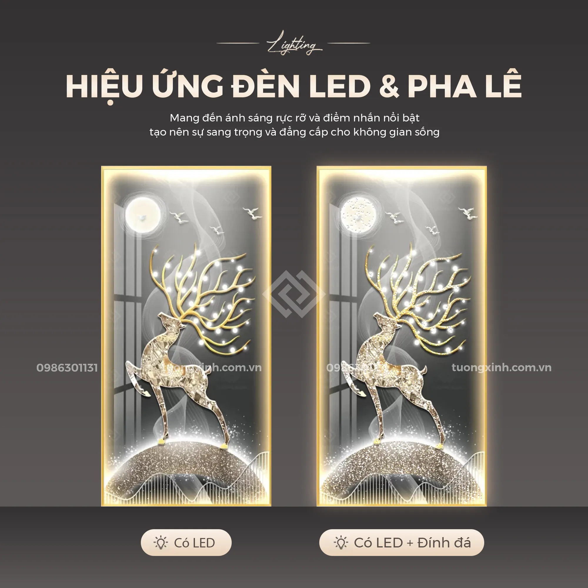 Tranh phòng khách đèn LED đính đá pha lê Hươu Tài Lộc LD973 3 Tranh phòng khách đèn LED đính đá pha lê Hươu Tài Lộc LD973 - Ảnh 3