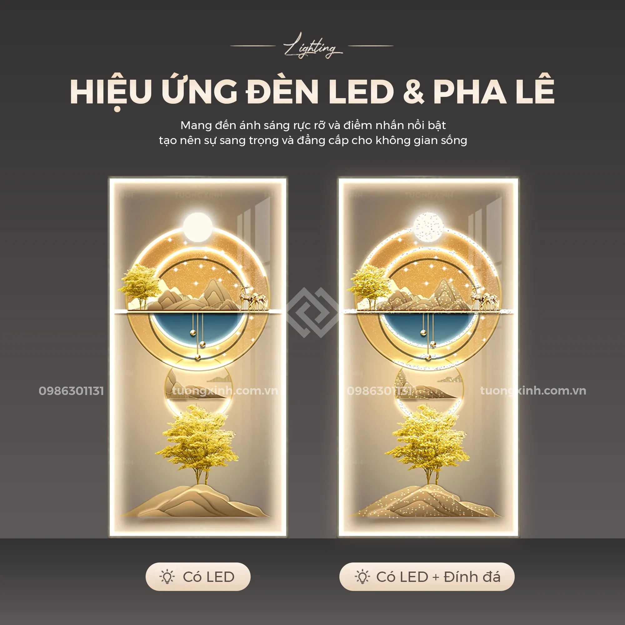 Tranh tráng gương đèn LED đính đá pha lê cao cấp LD1003 3 Tranh tráng gương đèn LED đính đá pha lê cao cấp LD1003 - Ảnh 3