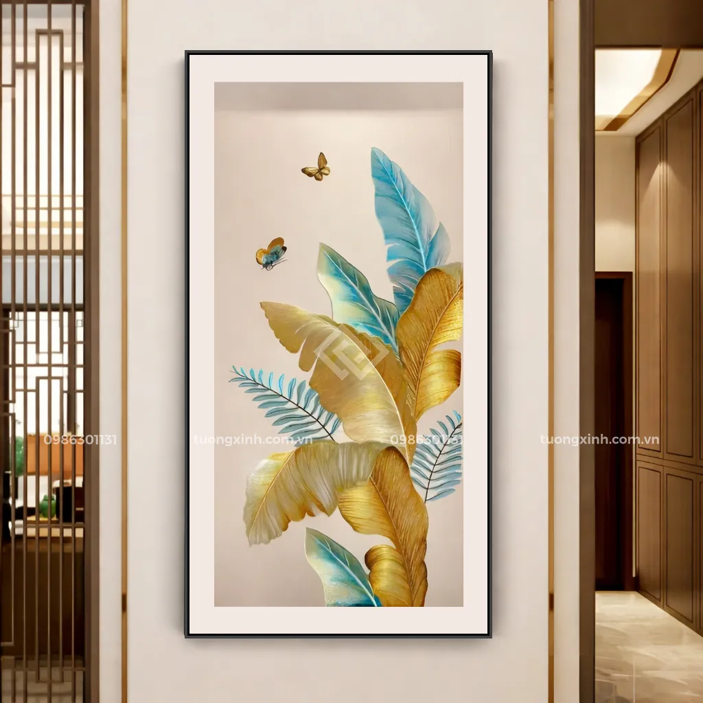 Tranh tráng gương phòng khách sang trọng đèn LED đính đá lá cây nghệ thuật LD932 2 Tranh tráng gương phòng khách sang trọng đèn LED đính đá lá cây nghệ thuật LD932 - Ảnh 2