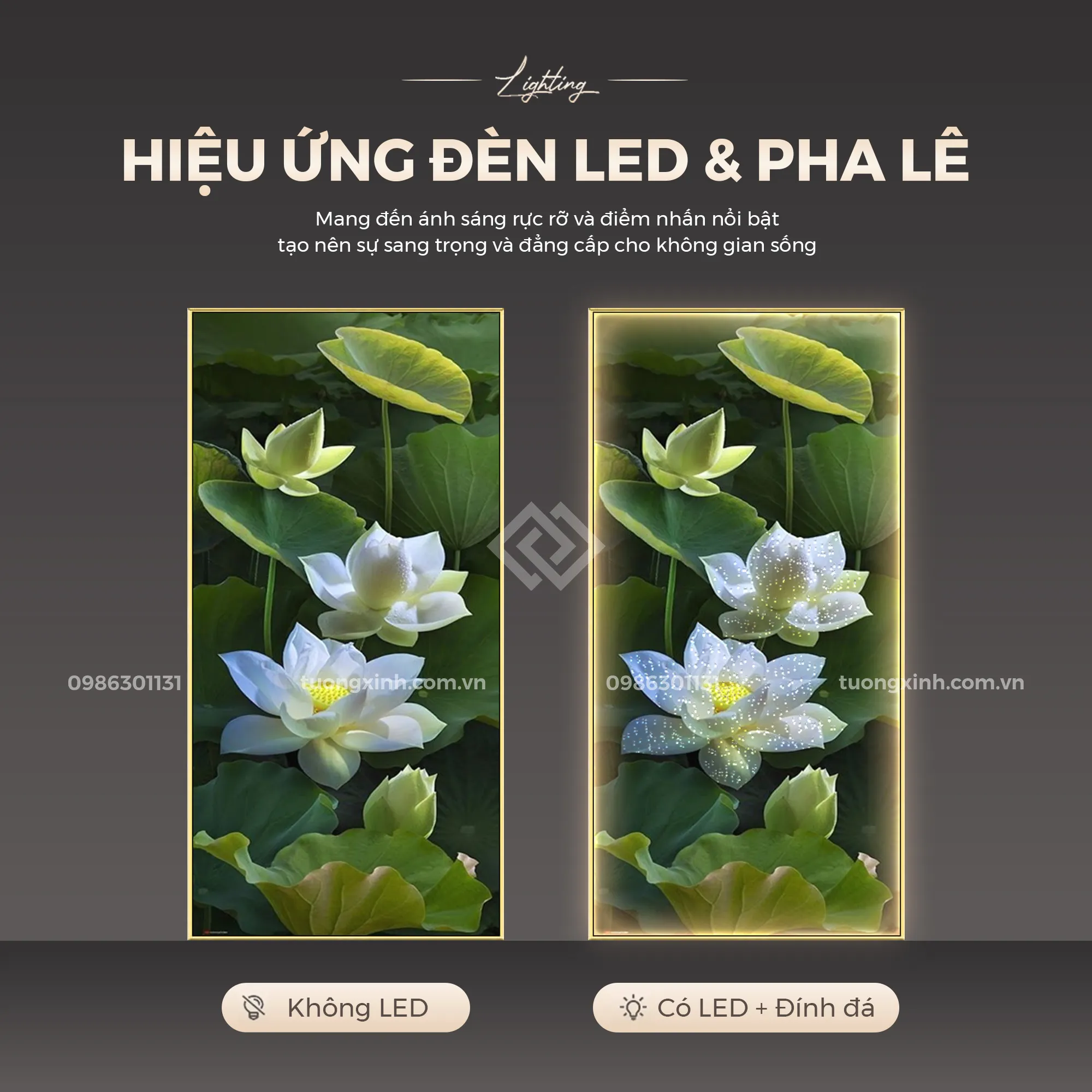 Tranh tráng gương Hoa sen nghệ thuật đèn LED đính đá pha lê cao cấp LD994 3 Tranh tráng gương Hoa sen nghệ thuật đèn LED đính đá pha lê cao cấp LD994 - Ảnh 3
