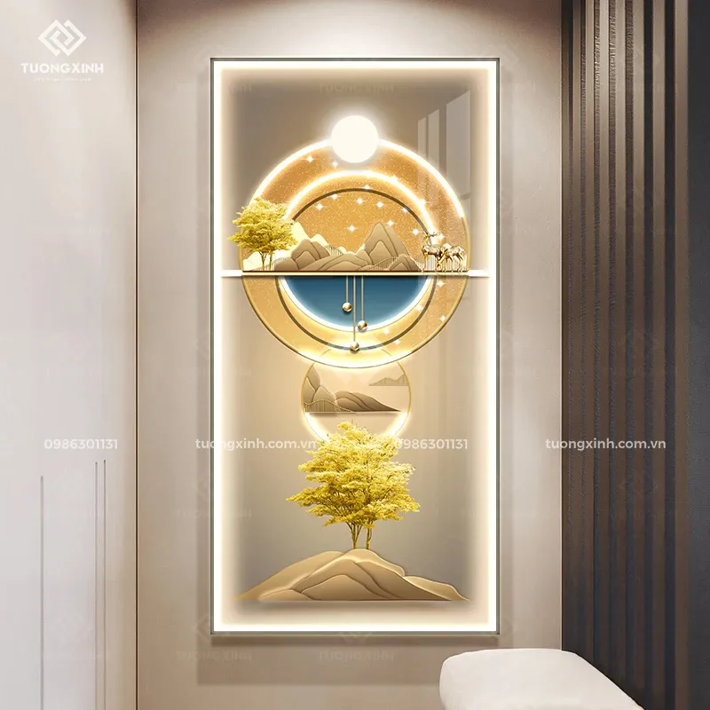 Tranh tráng gương đèn LED đính đá pha lê cao cấp LD1003 2 Tranh tráng gương đèn LED đính đá pha lê cao cấp LD1003 - Ảnh 2