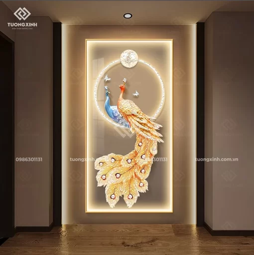 Tranh treo tường cho không gian bệnh viện 18 Tranh tráng gương Công Thành Danh Toại đèn LED đính đá pha lê cao cấp LD1006