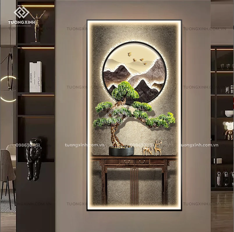 Tranh phòng khách tráng gương đèn LED đính đá pha lê cao cấp LD1013 1 Tranh phòng khách tráng gương đèn LED đính đá pha lê cao cấp LD1013