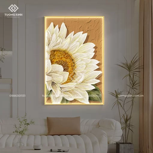 Tranh treo tường hoa nghệ thuật tráng gương đèn LED đính đá cao cấp LD1016