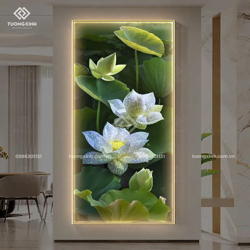 Tranh tráng gương Hoa sen nghệ thuật đèn LED đính đá pha lê cao cấp LD994 1 Tranh tráng gương Hoa sen nghệ thuật đèn LED đính đá pha lê cao cấp LD994