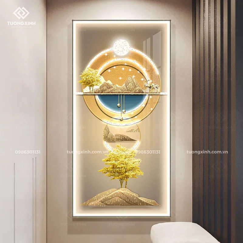 Tranh tráng gương đèn LED đính đá pha lê cao cấp LD1003 1 Tranh tráng gương đèn LED đính đá pha lê cao cấp LD1003