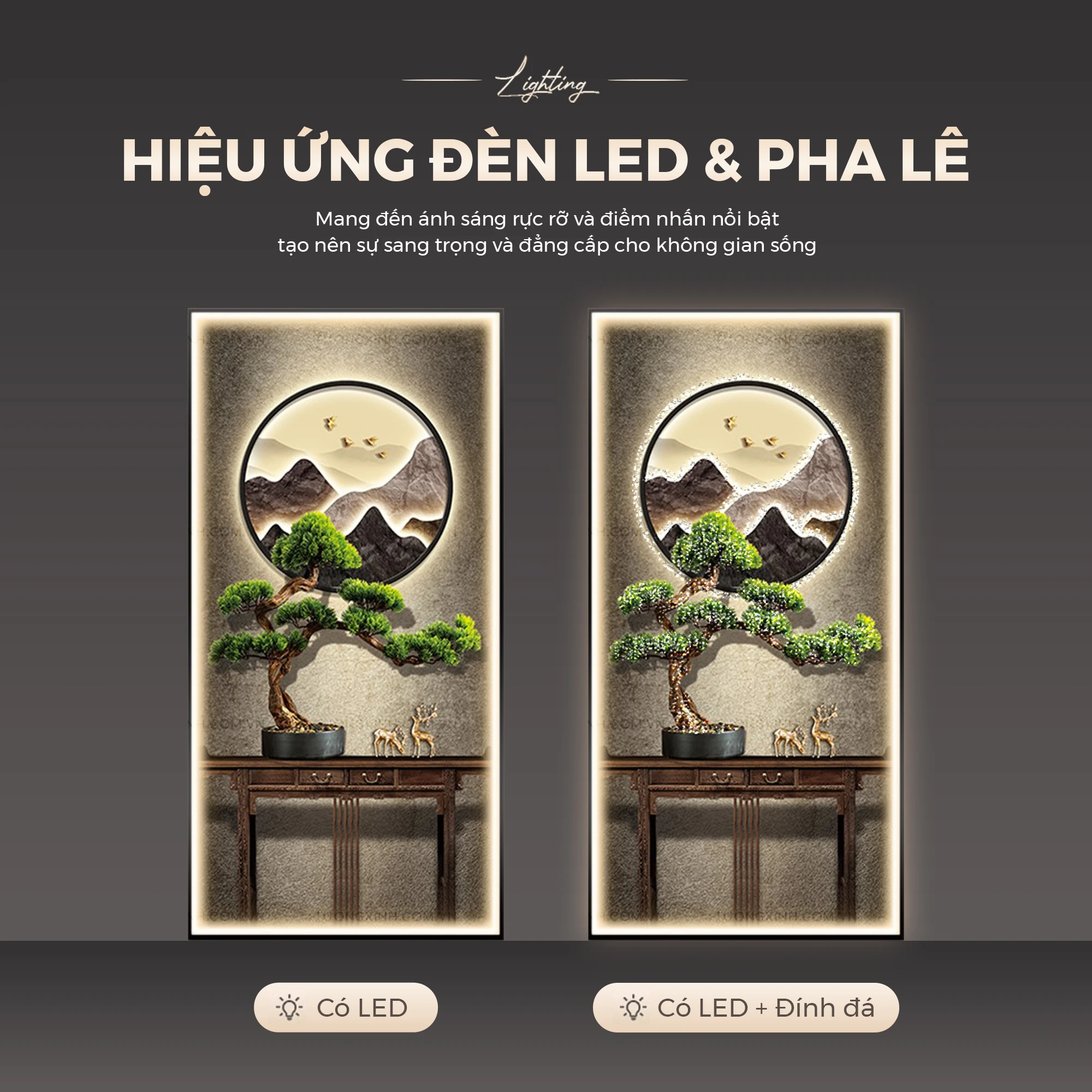 Tranh phòng khách tráng gương đèn LED đính đá pha lê cao cấp LD1013 3 Tranh phòng khách tráng gương đèn LED đính đá pha lê cao cấp LD1013 - Ảnh 3